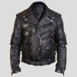 Men's Genuine Cowhide Premium Leather Motorcycle Biker Leather Jacket Black
