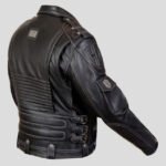 Men's Genuine Cowhide Premium Leather Motorcycle Biker Leather Jacket Black - Image 3