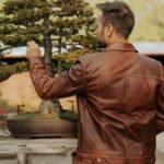 Classic Men's Goatskin Trucker Leather Jacket in Plain Brown - Image 5