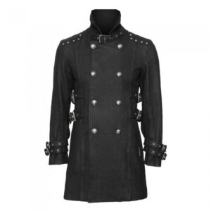 Stylish Men's Gothic Black Car Coat