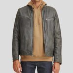 Men's Greenish Motorbike Leather Moto Jacket