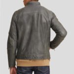Men's Greenish Motorbike Leather Moto Jacket - Image 2