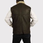 Men's Greenish Sheepskin Leather Gilet - Image 2