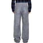 Men’s Grey Suede Wide Leg Leather Pants - Image 2
