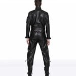 Men’s High-Fashion Sheepskin Black Leather Jumpsuit - Image 2