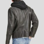 Hooded Biker Leather Jacket For Men - Image 2