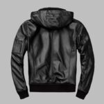 Men's Hooded Leather Motorcycle Bomber Jacket - Image 2
