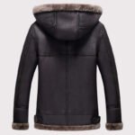 Men's Hooded Shearling Flight Jacket - Warm Sheepskin Aviator Coat - Image 2