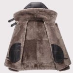 Men's Hooded Shearling Flight Jacket - Warm Sheepskin Aviator Coat - Image 3