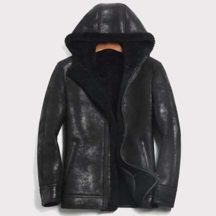 Men's Hooded Sheepskin Winter Fur Coat