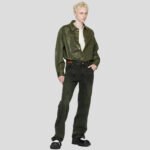 Men's Khaki Wave Sheepskin Leather Shirt - Image 4
