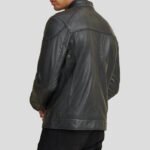 Men's Motorbike Leather Biker Riding Jacket with Shoulder Patches - Image 2