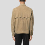 Men's Light Olive Green Suede Leather Shirt - Image 2
