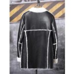 Men's Long Sheepskin Shearling Trench Coat in Black - Image 2