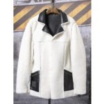 Men's Long Sheepskin Shearling Trench Coat in Black - Image 3