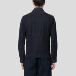 Men's Navy Blue Buttoned Suede Leather Shirt Jacket - Image 2