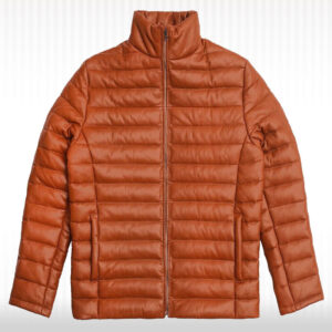 Men's New Fully Quilted Lambskin Leather Puffer Jacket