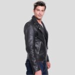 Men's Premium Buffalo Leather Motorcycle Jacket - Winter Biker Brando Style - Image 3
