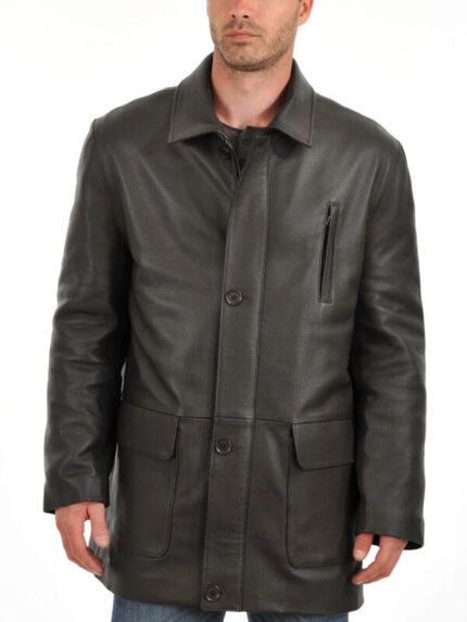 Premium Soft Lambskin Men's Leather Car Coat