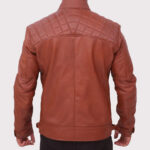 Men's Quilted Vintage Distressed Brown Leather Jacket - Café Racer Style - Image 2