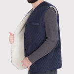 Men's Rancher Western Sheepskin Vest with Quilted Design and Pockets - Image 2