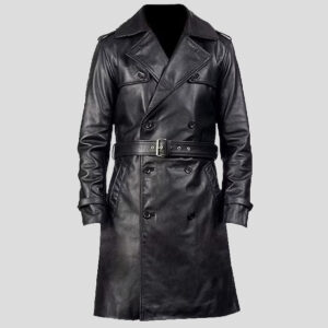 Premium Men's Real Cow Leather Trench Coat