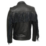 Men's Real Leather Brando Fringe Black Casual Biker Jacket - Image 2
