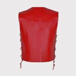 Red Motorcycle Biker Vest for Men - Genuine Cowhide Leather - Image 2