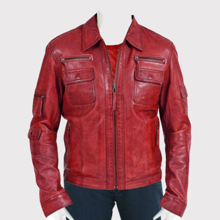 Men's Perfect Winter Wear Red Leather Jacket