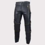 Men's Retro Classic Vintage Black Leather Jeans with Gold Zips - Goth Punk Style - Image 2