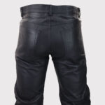 Men's Retro Classic Vintage Black Leather Jeans with Gold Zips - Goth Punk Style - Image 3