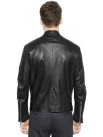 Men's Retro Style Black Moto Leather Riding Jacket - Image 2
