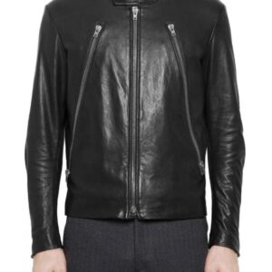 Men's Retro Style Black Moto Leather Riding Jacket