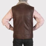 Men's Rich Brown Nappa Lamb Sheepskin Gilet - Image 2