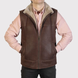 Men's Rich Brown Nappa Lamb Sheepskin Gilet