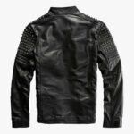 Men's Rock Punk Black Studded Metal Spiked Motorcycle Leather Jacket - Image 2
