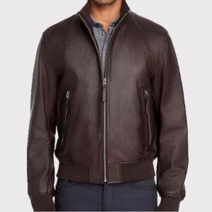 Men's Seamless Brown Bomber Jacket