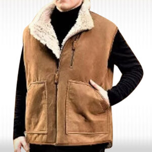 Men's Shearling B3 Bomber Vest - Stylish RAF Aviator Leather Gilet