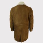 Men's Vintage Retro Tan Brown Shearling Sheepskin Overcoat - Image 4