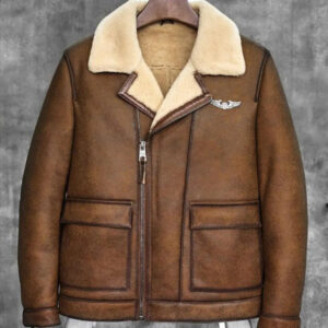 Men's Sheepskin B-6 Shearling Bomber Jacket - Aviator Fur Coat