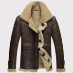 Men's Short Shearling B-3 Flight Jacket - Lambskin Motorcycle Fur Coat