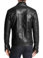 Men's Slim Fit Black Leather Motorcycle Jacket - Image 2