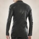 Men's Slim Fit Black Leather Shirt - Image 2