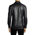 Men's Soft Real Leather Slim Fit Button-Up Shirt with Full Sleeves - Image 2
