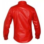 Men's Striking Look Real Sheepskin Red Leather Shirt - Image 2