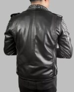 Men's Studded Leather Jacket - Motorcycle Genuine Cowhide Leather Jacket - Image 3