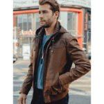Men's Suede Hooded Leather Jacket - Stylish and Warm - Image 2