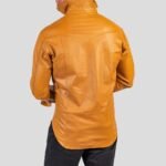 Men's Tan Brown Lambskin Leather Button-Up Shirt - Image 2