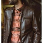 Men's Brown Thompson Leather Moto Jacket - Image 3