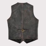 Vintage Black Red Waxed Leather Vest for Men - Image 2